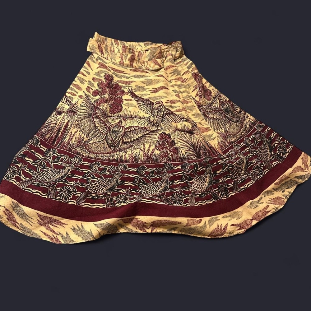 Vintage Maroon and Beige Skater Skirt